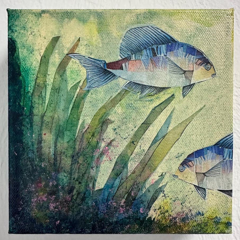 Fish in the Grass Mixed Media