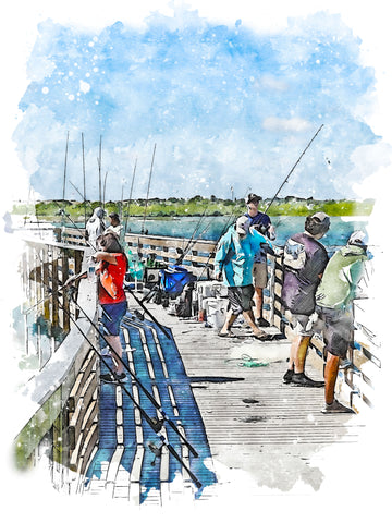 Dunes Park Fishing Pier Digital Print